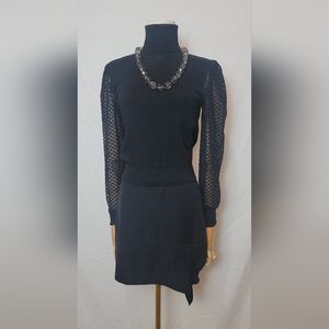 Max Azria Black Assymetrical Hem Silk Mini Skirt, Size 4